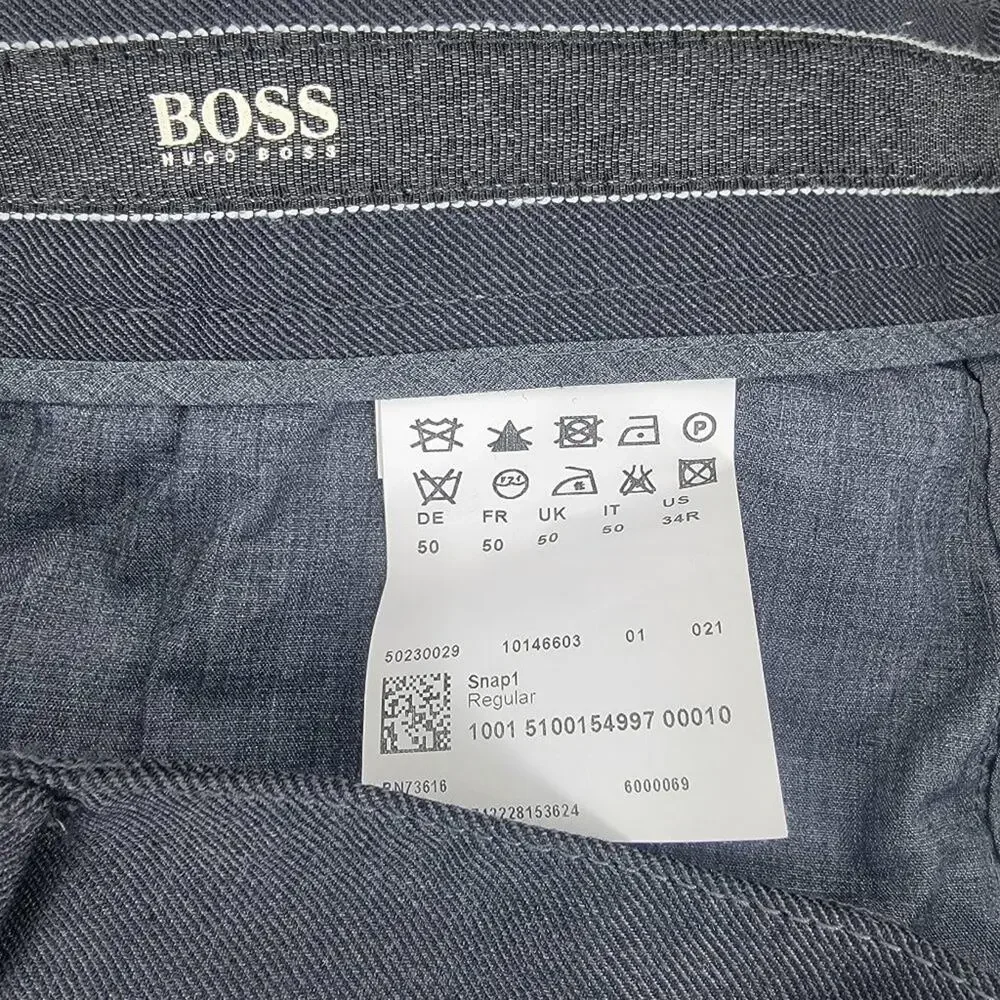 Hugo Boss Snap1 Virgin Wool Blend Straight Leg Gray Size 34R
